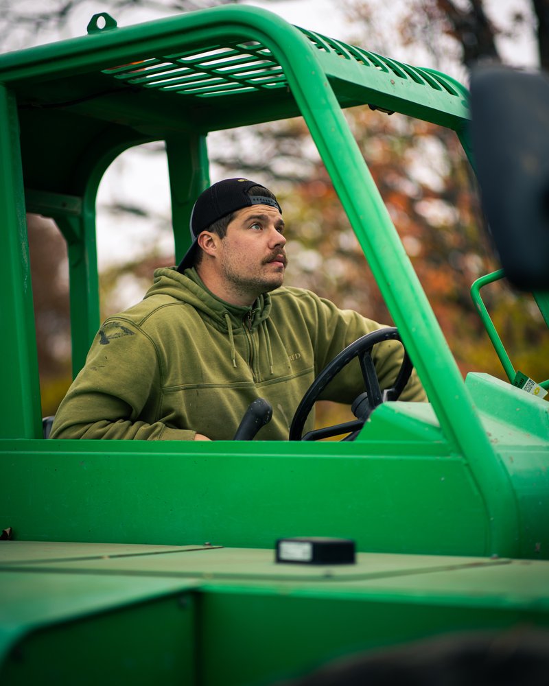 Zack Midyett, founder of Midyett Media, on a blue collar job site in Kansas City